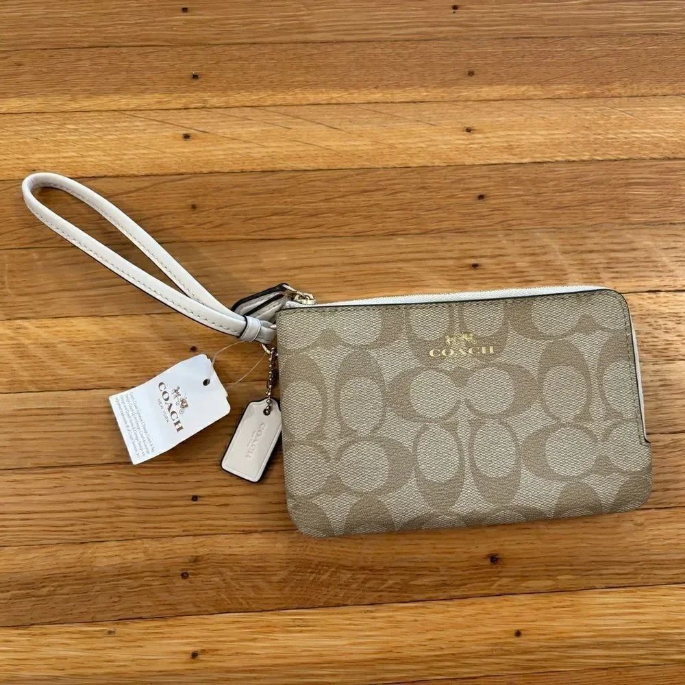 Coach Tan Double Zip Wristlet Wallet NWT